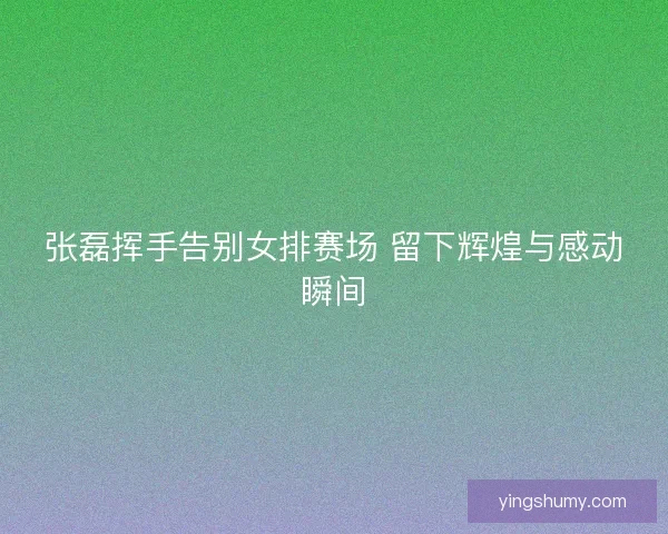 张磊挥手告别女排赛场 留下辉煌与感动瞬间