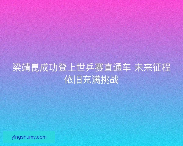 梁靖崑成功登上世乒赛直通车 未来征程依旧充满挑战