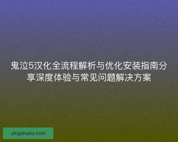 鬼泣5汉化全流程解析与优化安装指南分享深度体验与常见问题解决方案